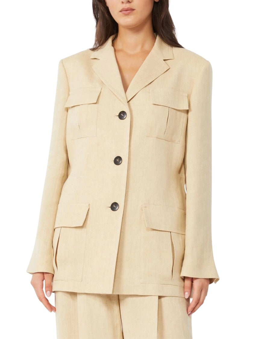 Max Mara Relaxed Linen Jacket With Notched Lapel