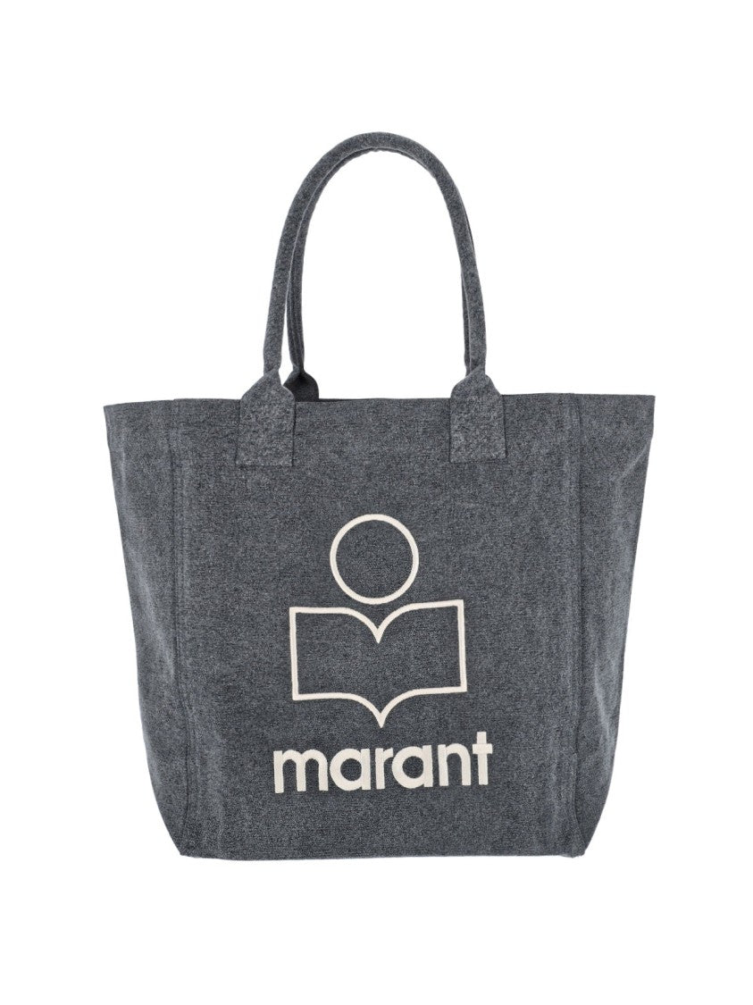 Isabel Marant Grey Cotton Tote Bag With Embroidered Logo