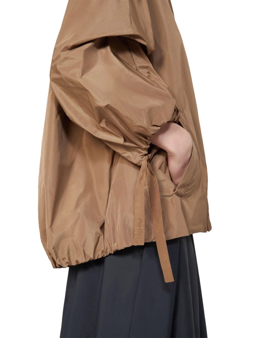 Max Mara Loose-Fit Brown Jacket With High Collar And Hood