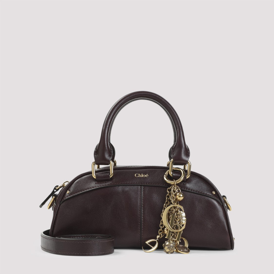Chloé Rounded Black Calf Leather Handbag With Gold Hardware