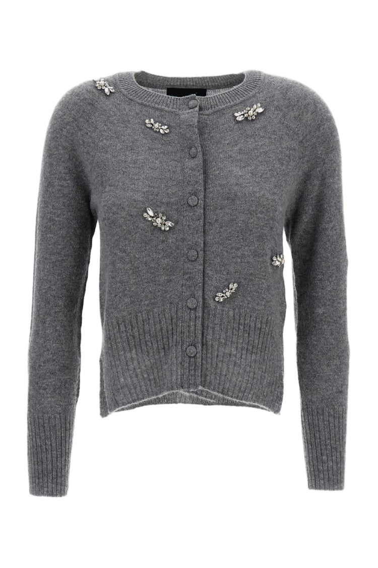 Simone Rocha Grey Cashmere Cardigan With Crystals