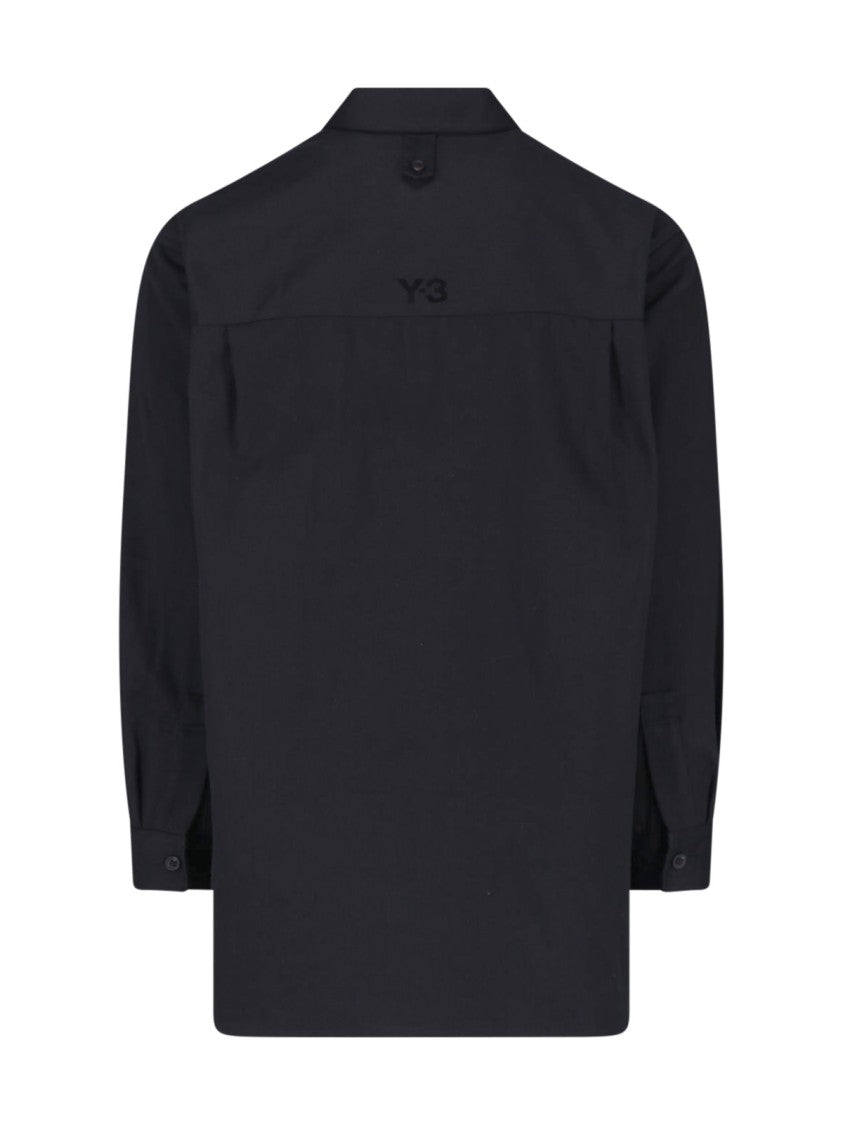 Y-3 Black Structured Flap Pockets Shirt