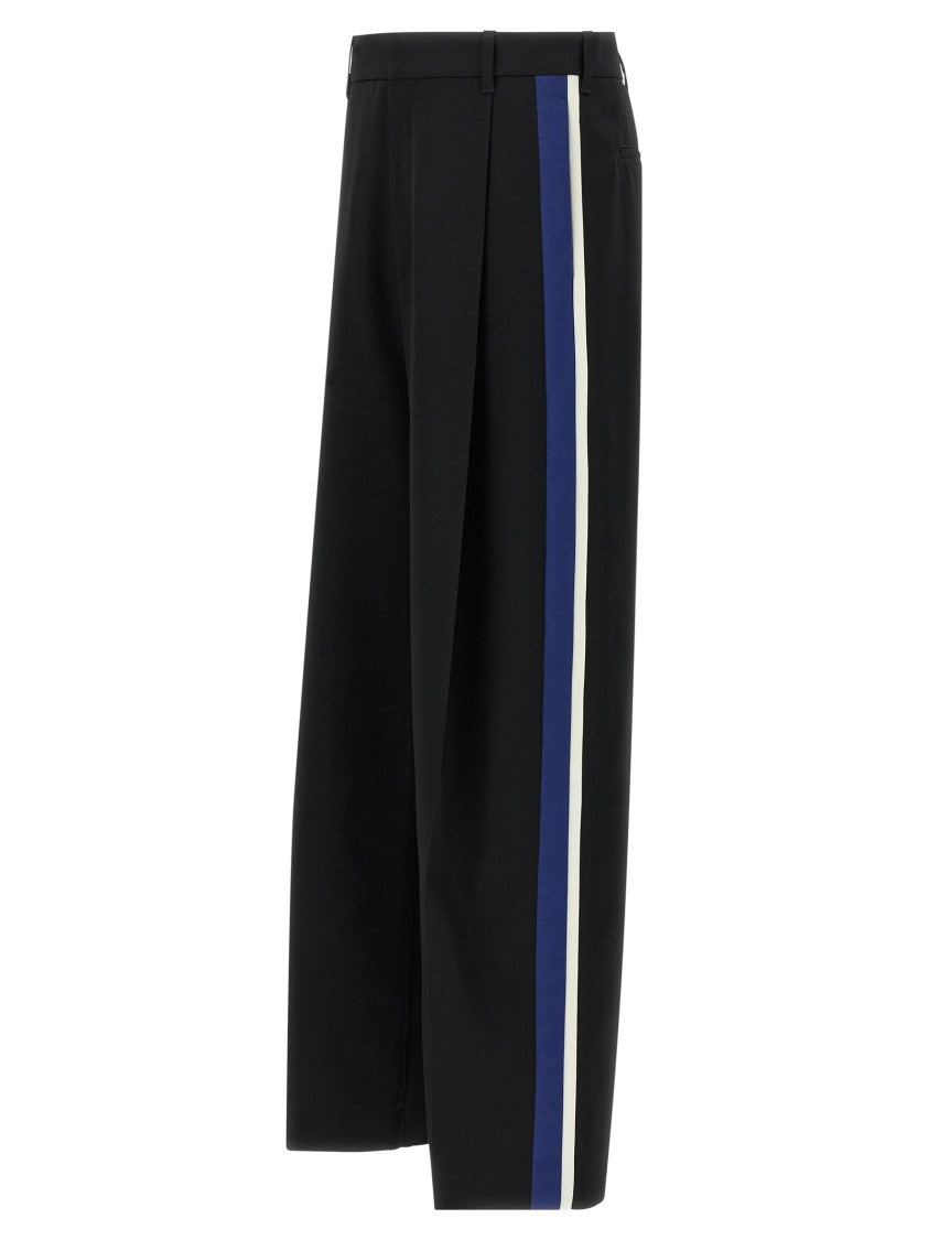 Marni Straight Leg Wool Trousers With Two-Tone Side Bands