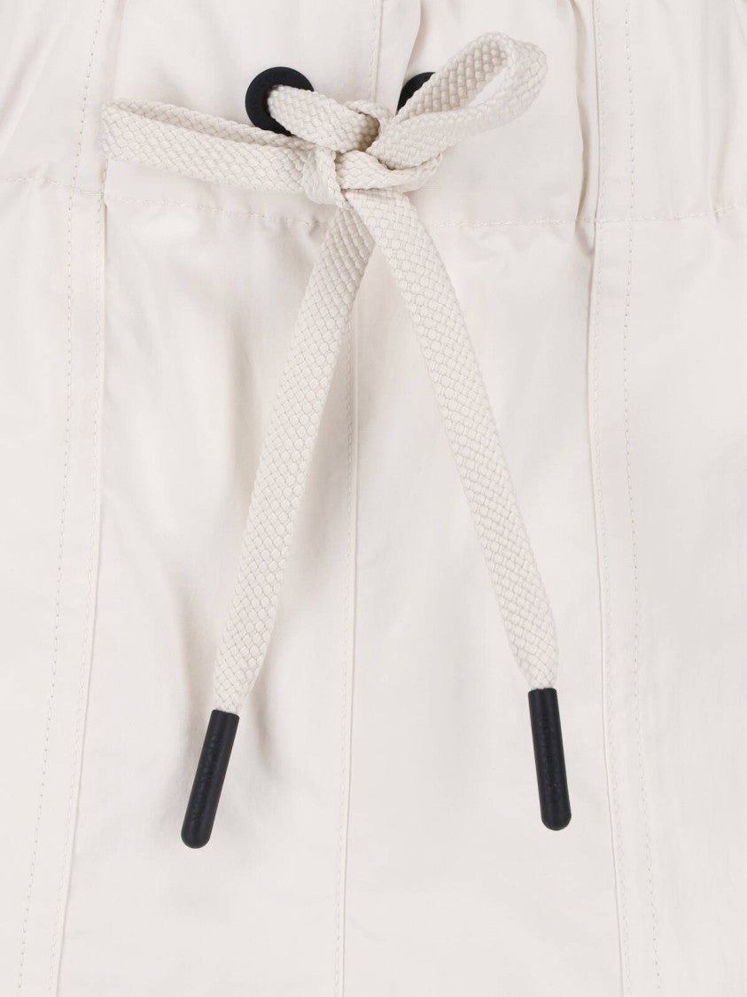 Moncler Grenoble Cream Drawstring Straight Leg Fabric Shorts