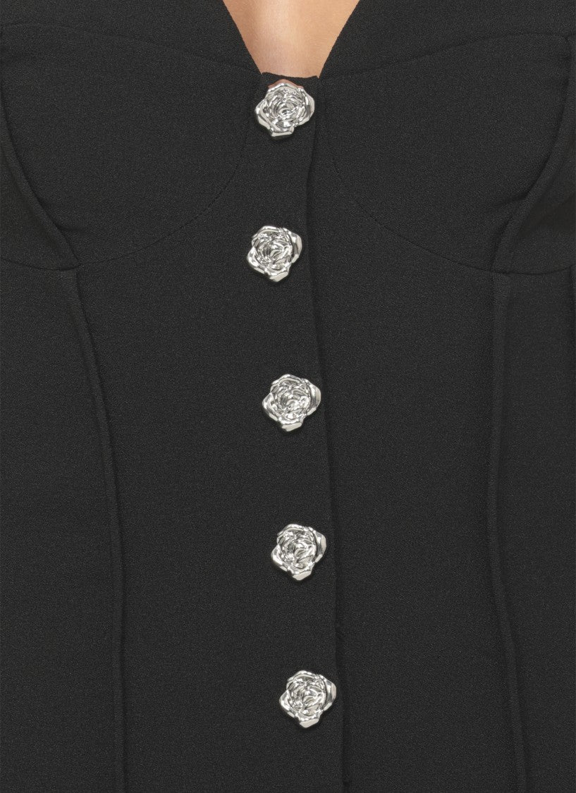 Rotate V-Neck Mini Dress With Decorative Front Buttons