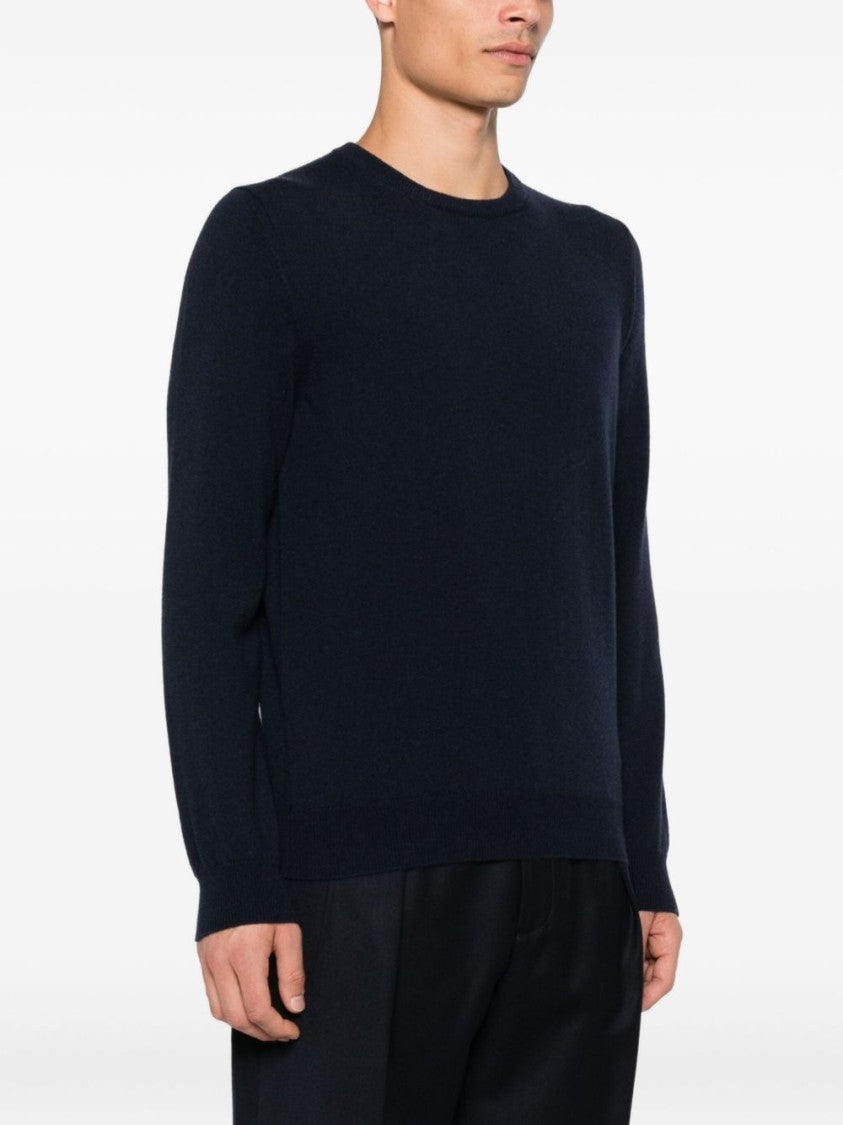 Malo Cashmere-Wool Blend Crew Neck Sweater With Ribbed Cuffs