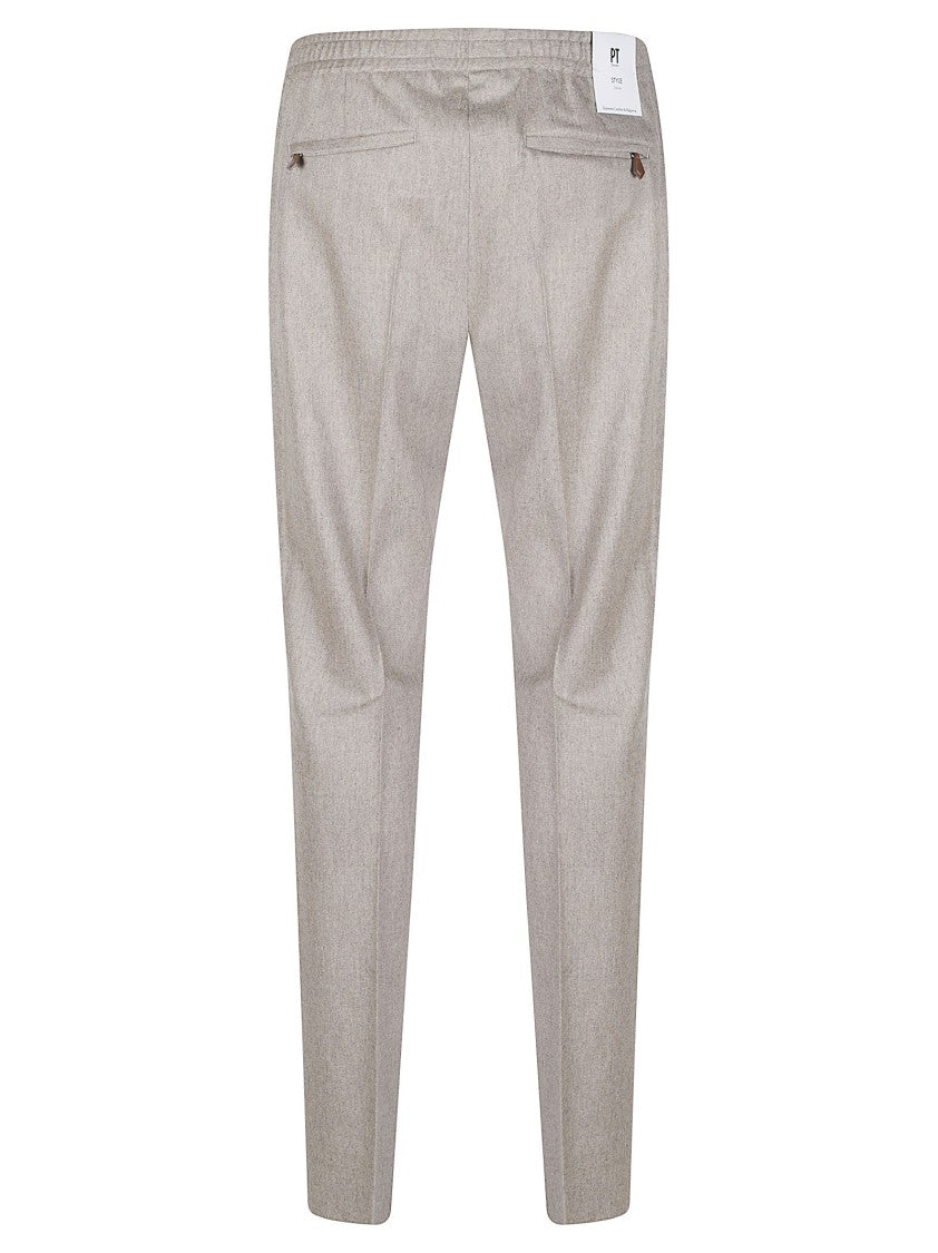 Pt Torino Soft Tailored Virgin Wool-Cashmere Casual Pants