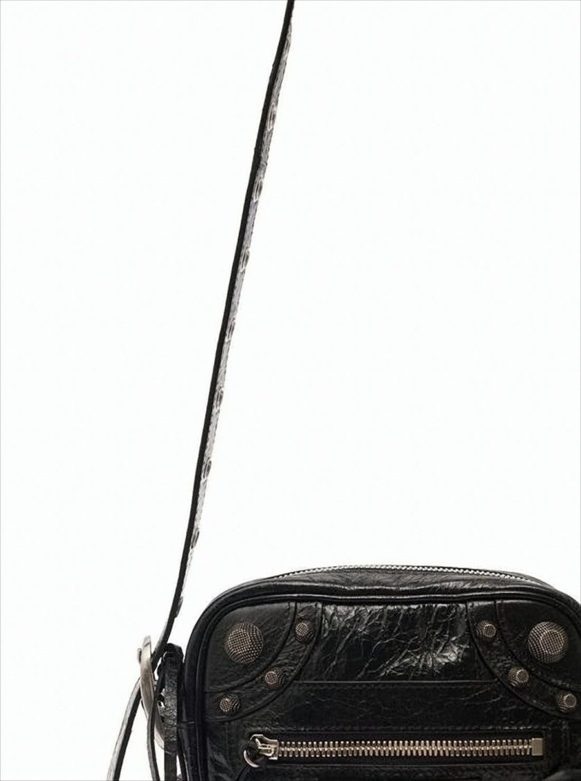 Balenciaga Textured Lambskin Crossbody Bag With Adjustable Strap And Pouch Accents