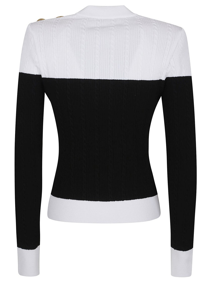 Balmain Slim-Fit Two-Tone Knitted Top