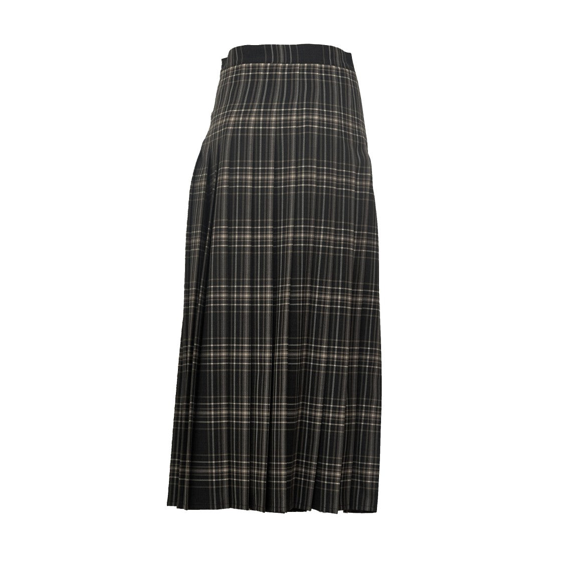 Max Mara Tartan Fringed Wool-Blend Wrap Long Skirt