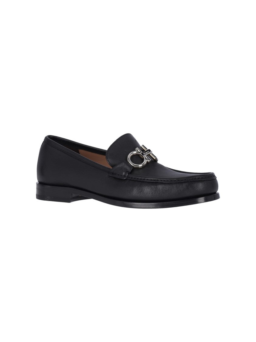 Ferragamo Black Leather Loafers
