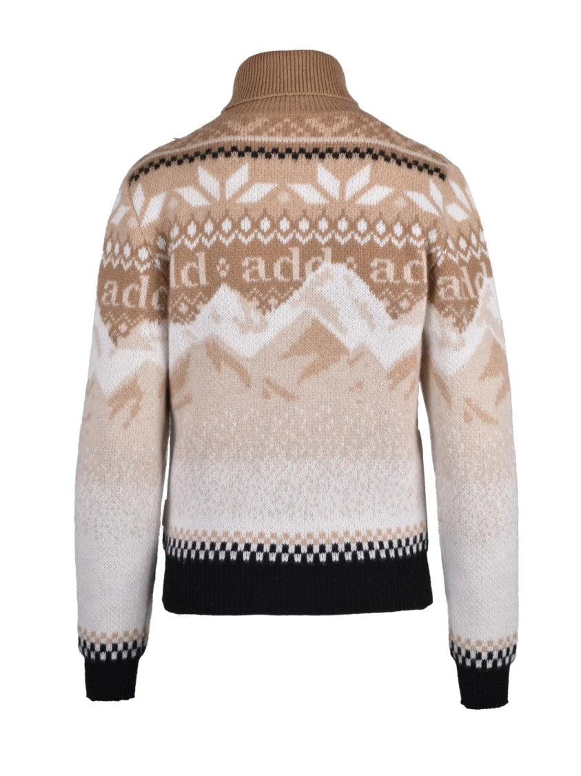 Add Gradient Turtleneck Sweater With Geometric Pattern