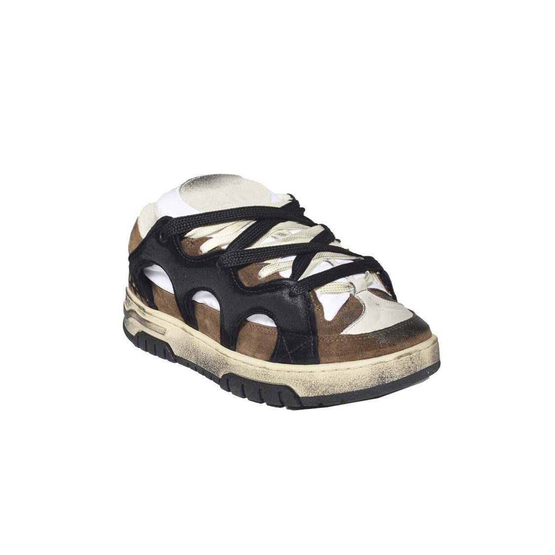 Santha Sneakers In Suede Leather Brown And White Danilo Paura