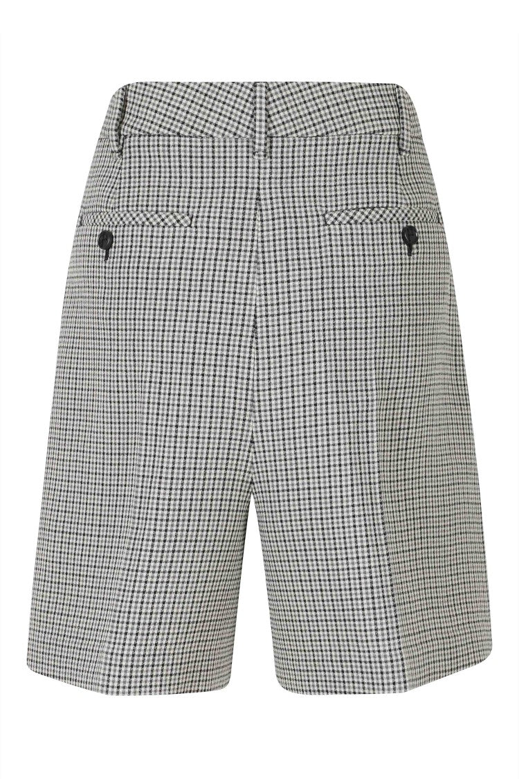 Ports 1961 Ivory Gray Houndstooth Relaxed Fit Virgin Wool Shorts