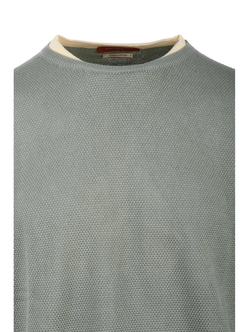 Daniele Fiesoli Sage Green Textured Cotton Pullover