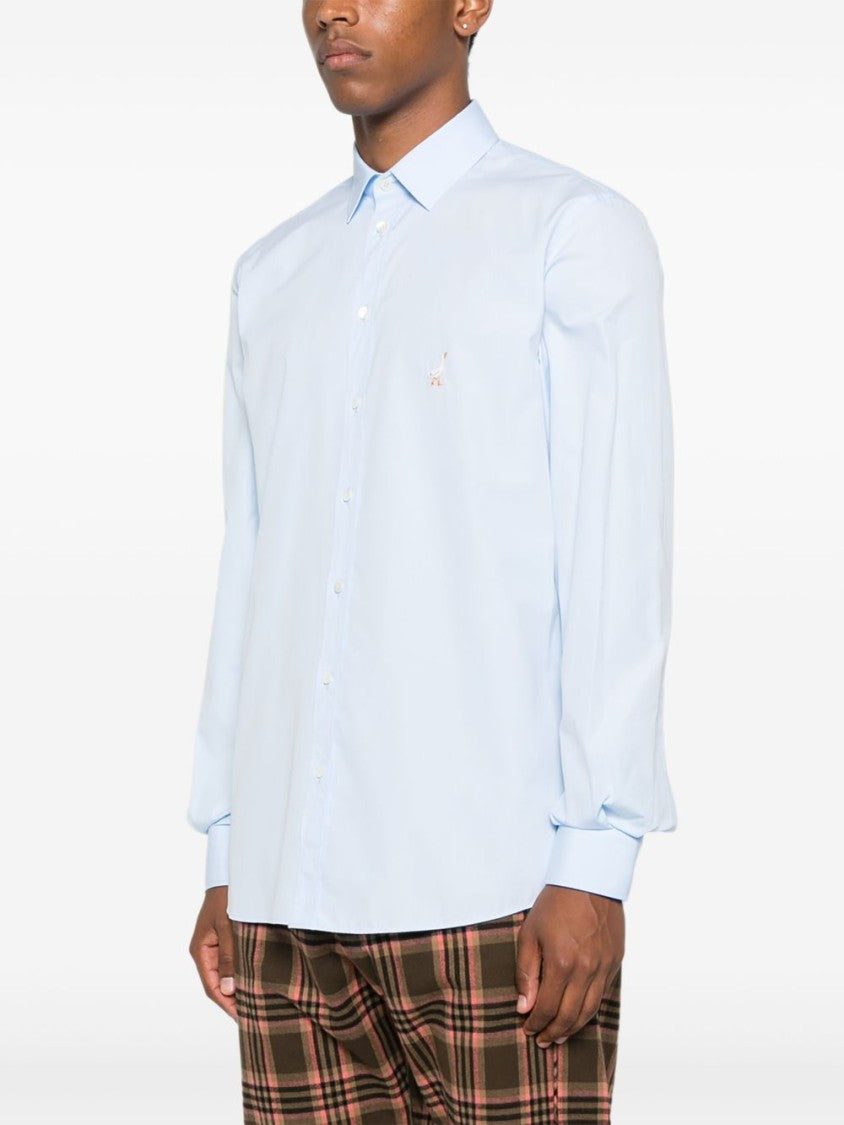 Moschino Light Blue Embroidered Logo Long Shirt