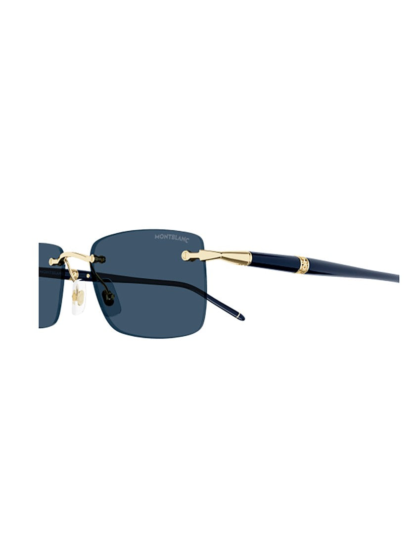 Montblanc Mb0344s Rimless Rectangular Gold Sunglasses