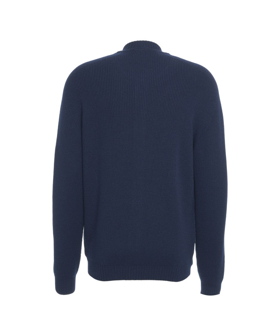 Amaranto Timeless Ribbed Cardigan With Classic Round Neck