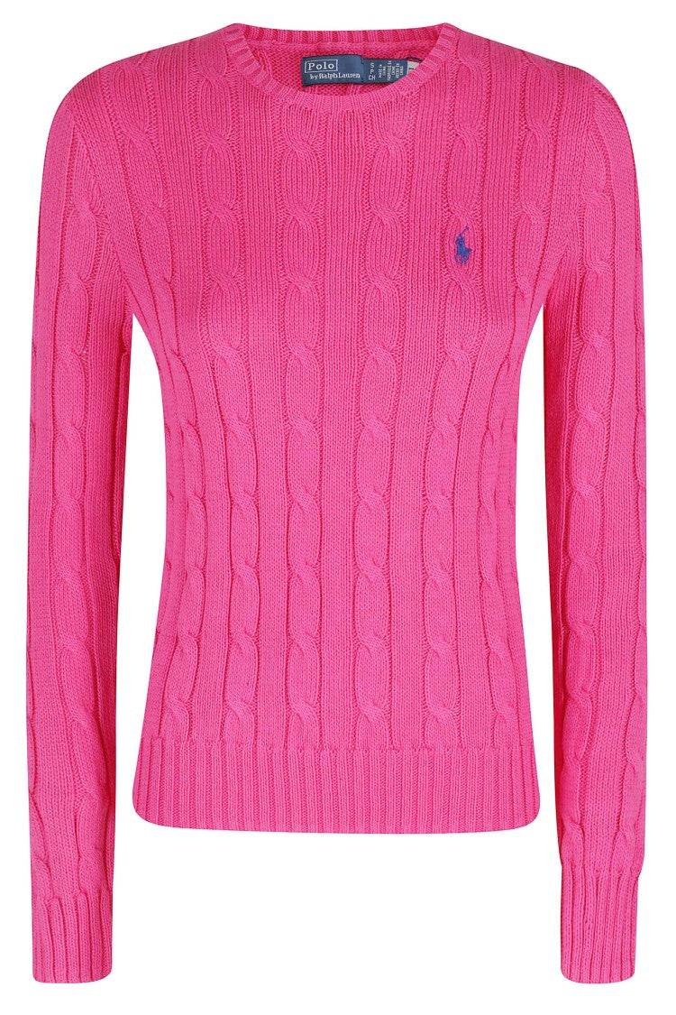 Polo Ralph Lauren Fuchsia Long Sleeve Ribbed Crewneck Cotton Sweater