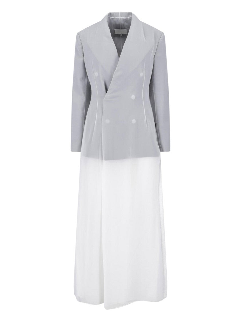 Maison Margiela White Tailored Two-Tone Maxi Dress