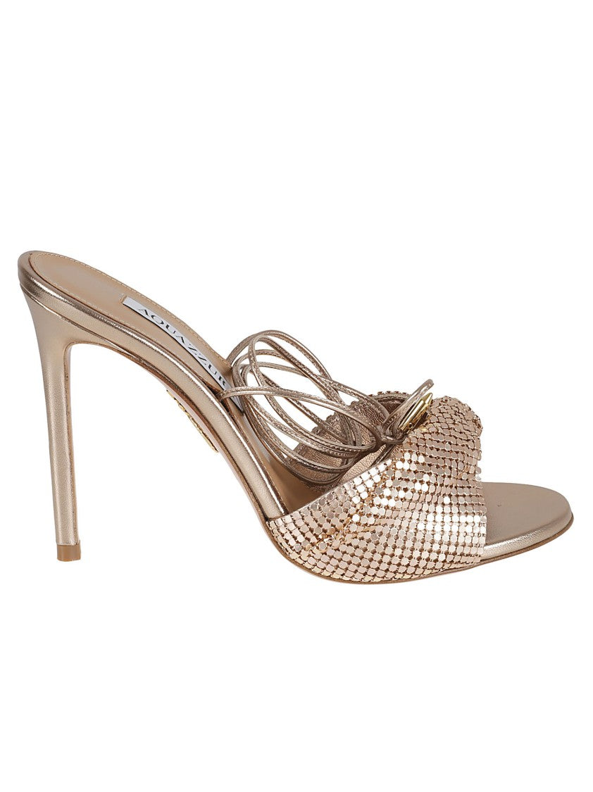 Aquazzura Mesh-Detail Metallic Finish Heels Pumps