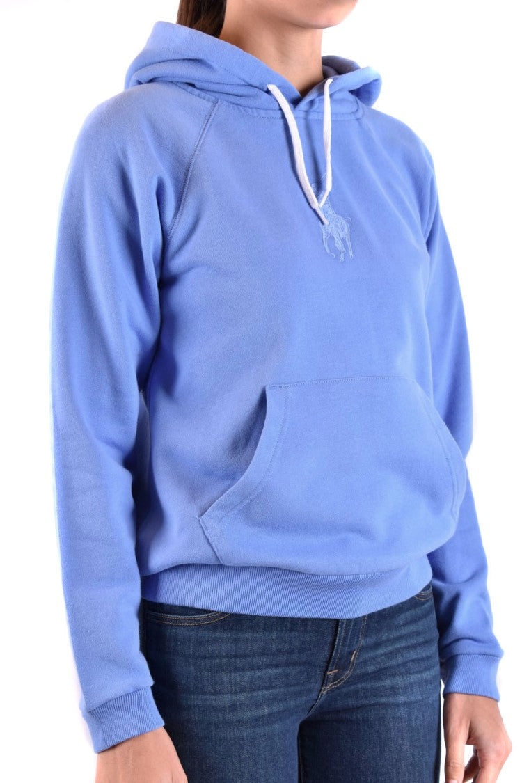 Polo Ralph Lauren Pullover Blue Cotton Sweatshirt With Embroidered Logo