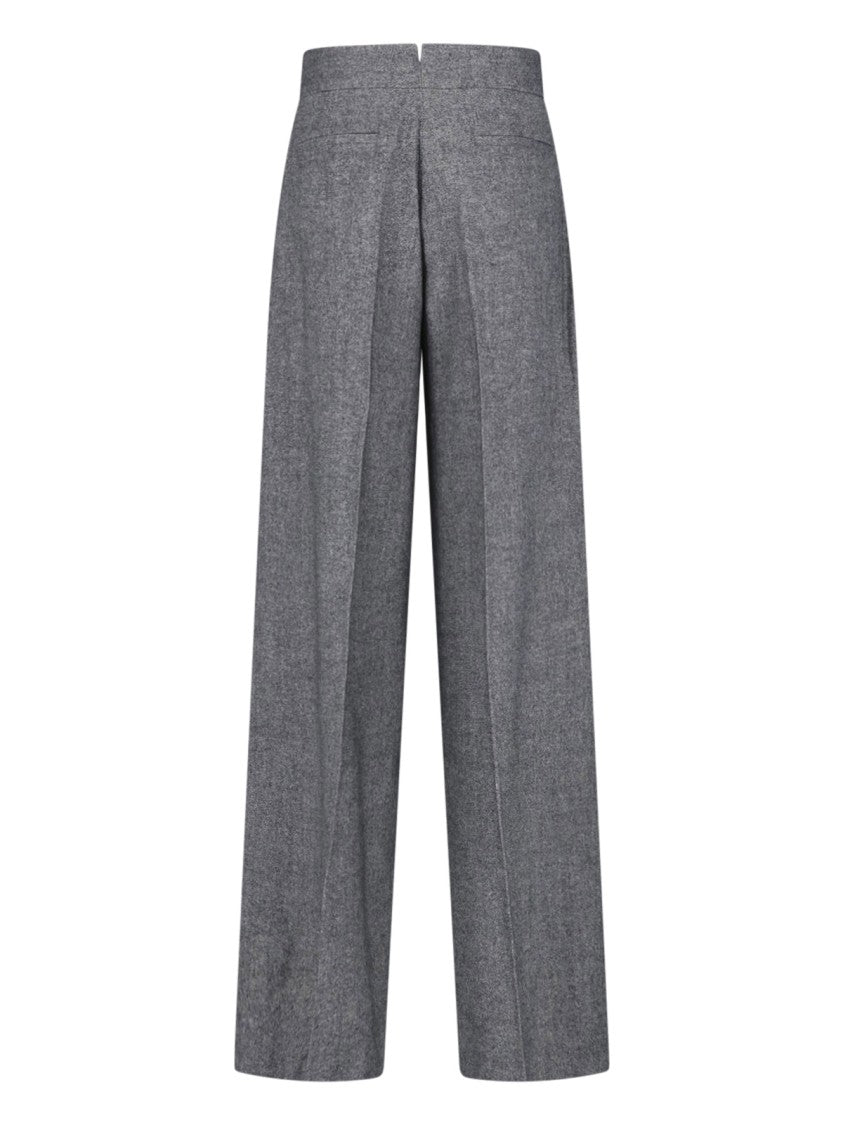 Sa Su Phi Grey Tailored Straight-Leg Virgin Wool Pants