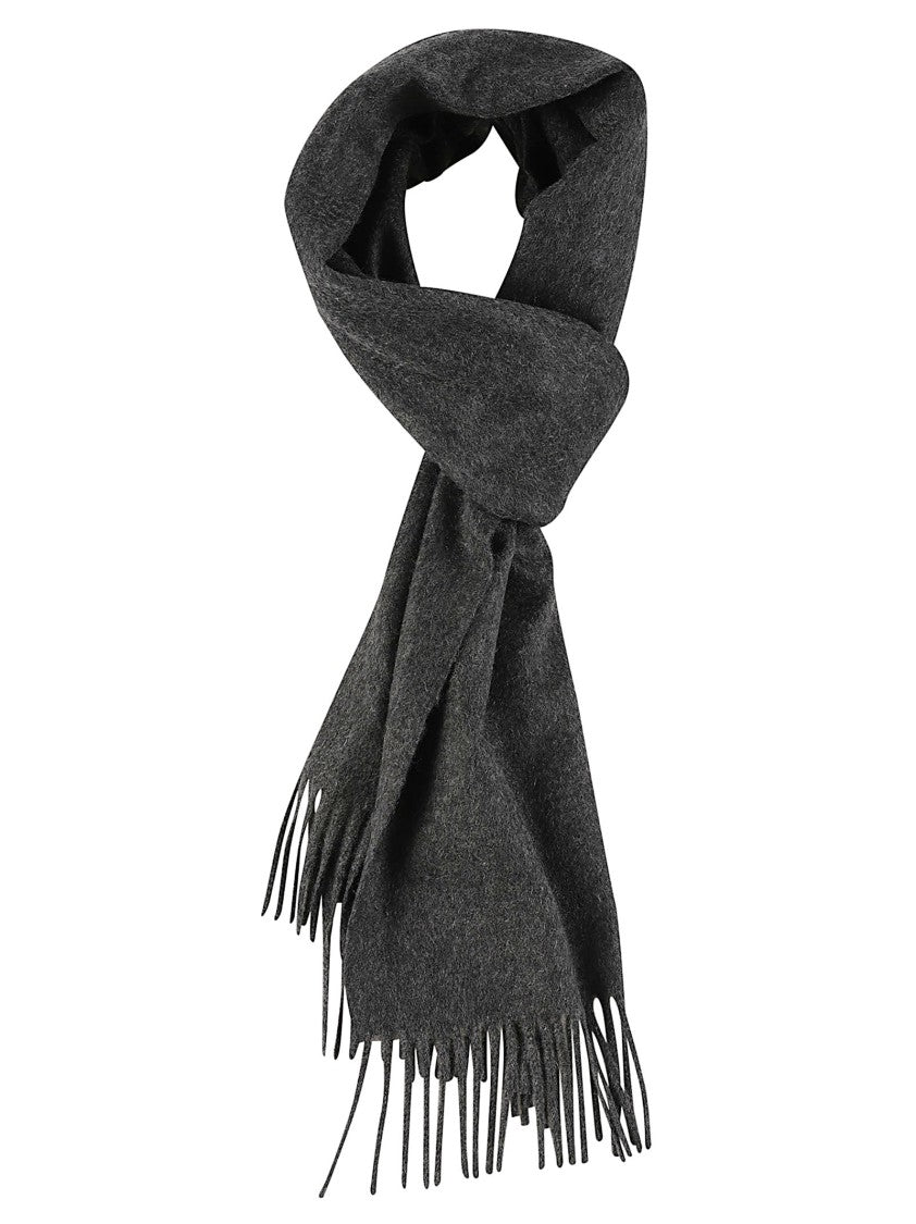 Zegna Oasi Dark Grey Cashmere Fringed Scarf