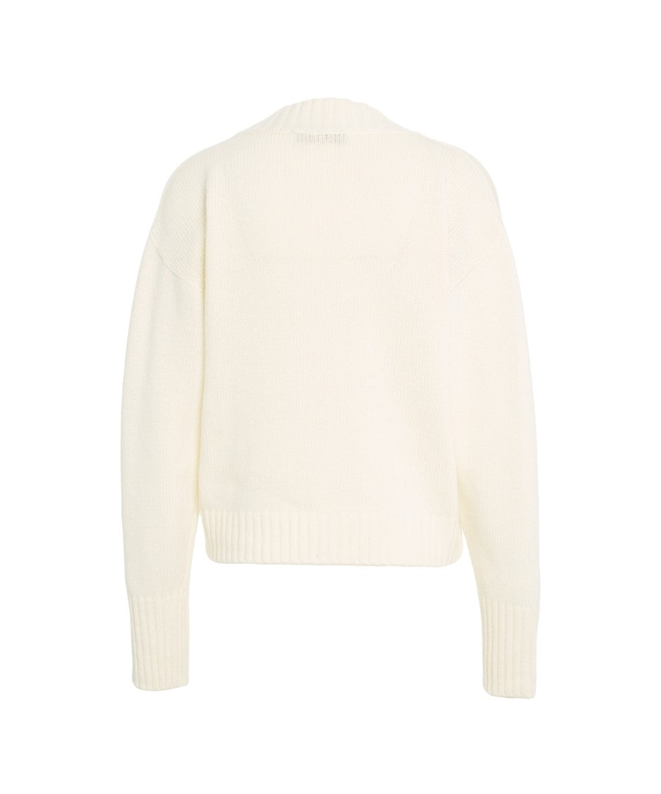 Jucca Classic V-Neck Knit Cardigan With Ribbed Finish