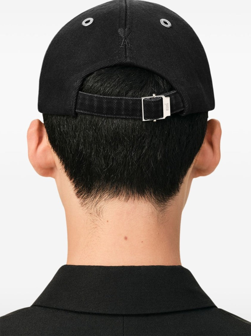 Ami Paris Felt Baseball Cap With Signature Embroidery