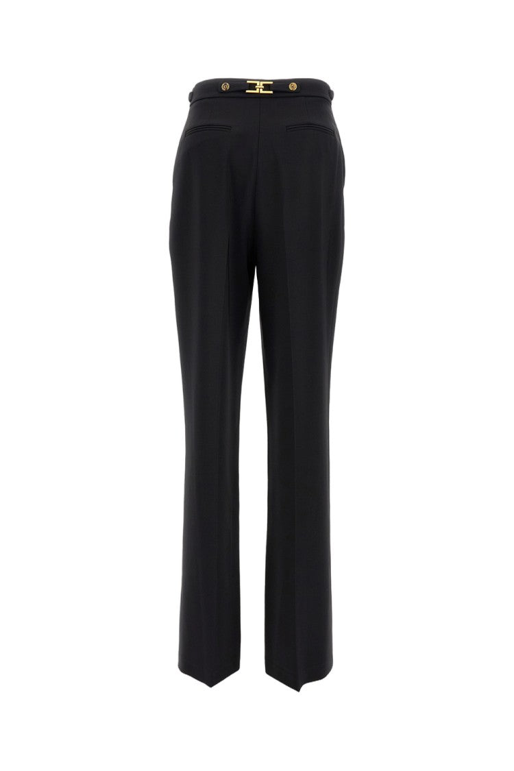 Elisabetta Franchi Black Straight-Leg Trousers With Gold Button Detail