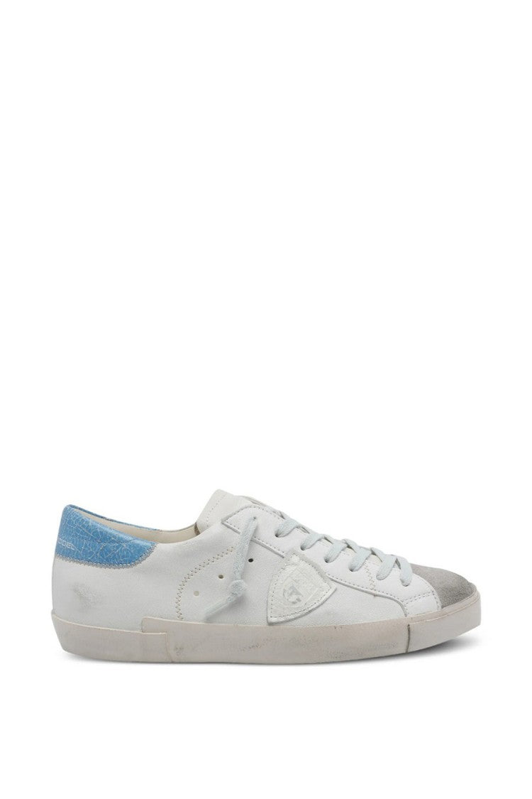 Philippe Model White Prsx Distressed Suede Toe Cap Leather Sneakers