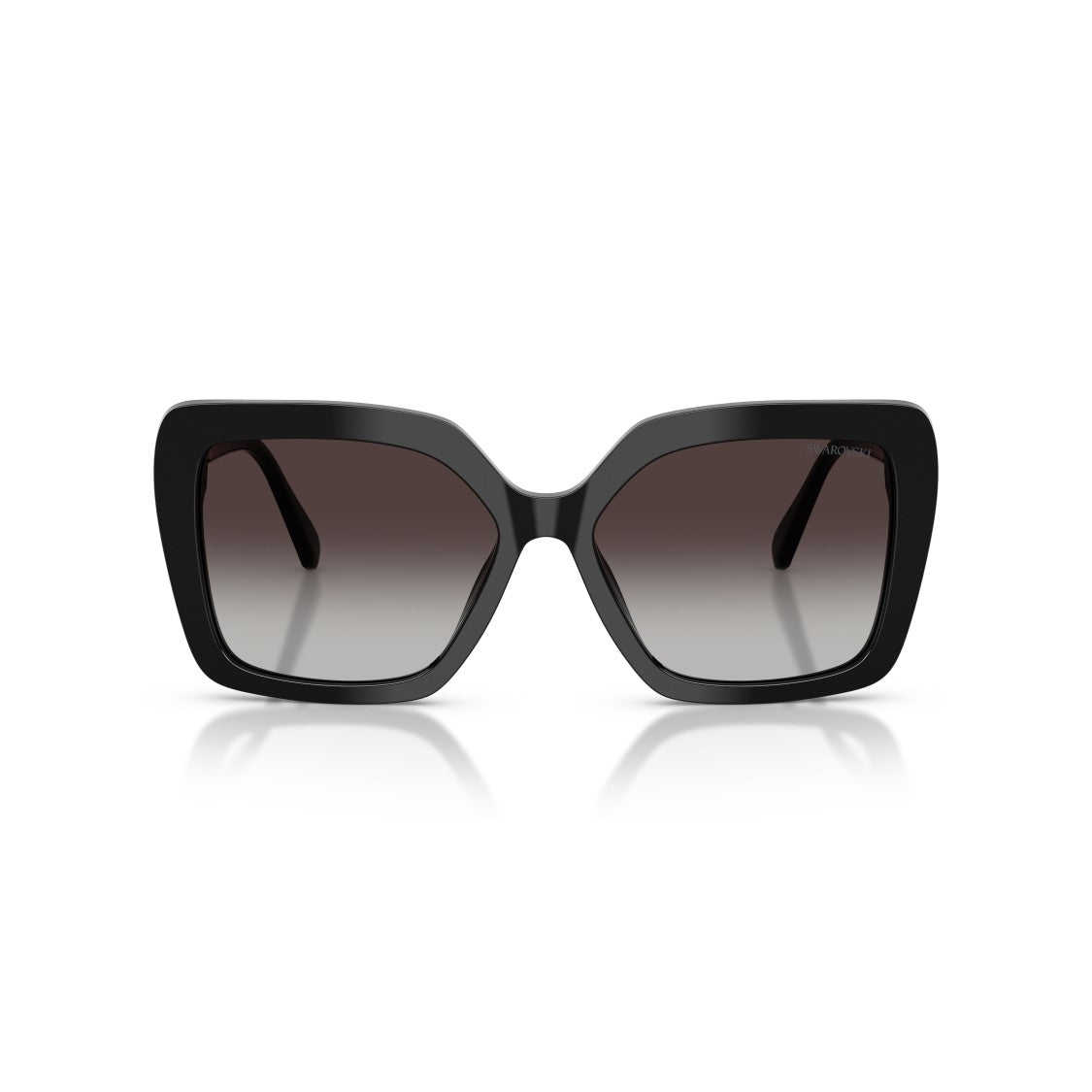 Swarovski 0Sk6049 Oversized Black Acetate Sunglasses With Crystal Accents