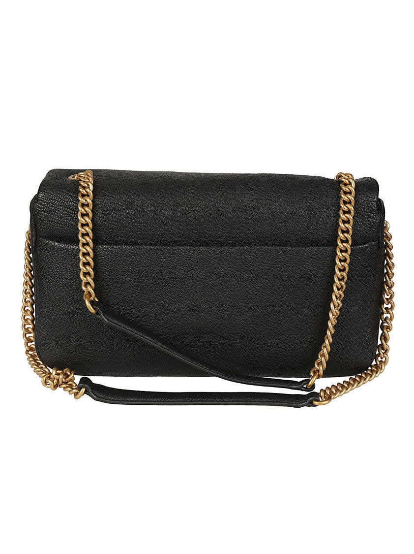 Pinko Click Soft Horizontal Black Sheepskin Shoulder Bag
