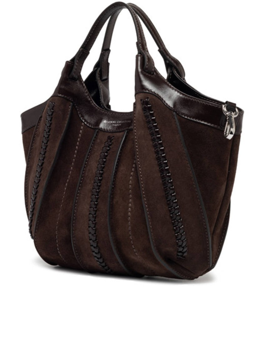 Gianni Chiarini Medium Brown Handbag With Braided Detailing