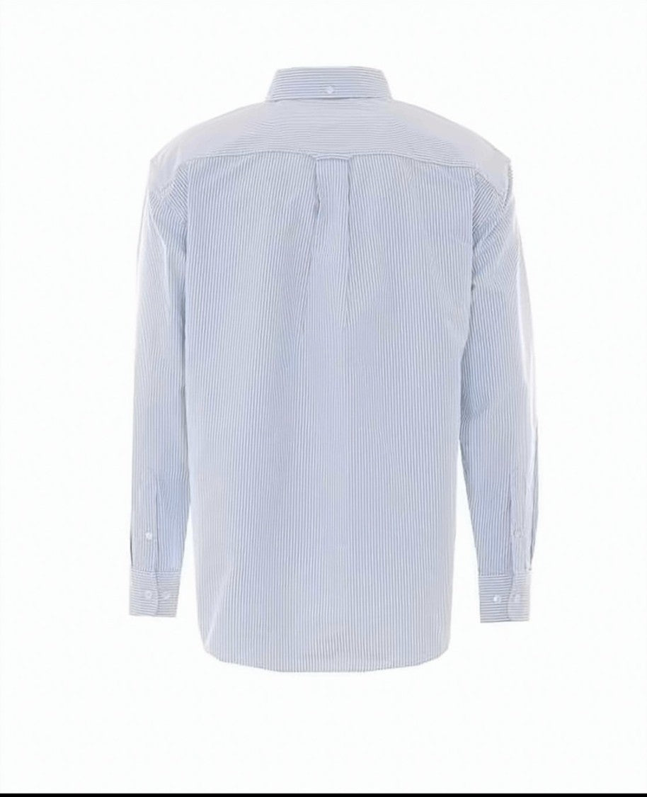 Sunflower Vertical Stripe Long-Sleeve Shirt With Embroidered Sunflower Motif