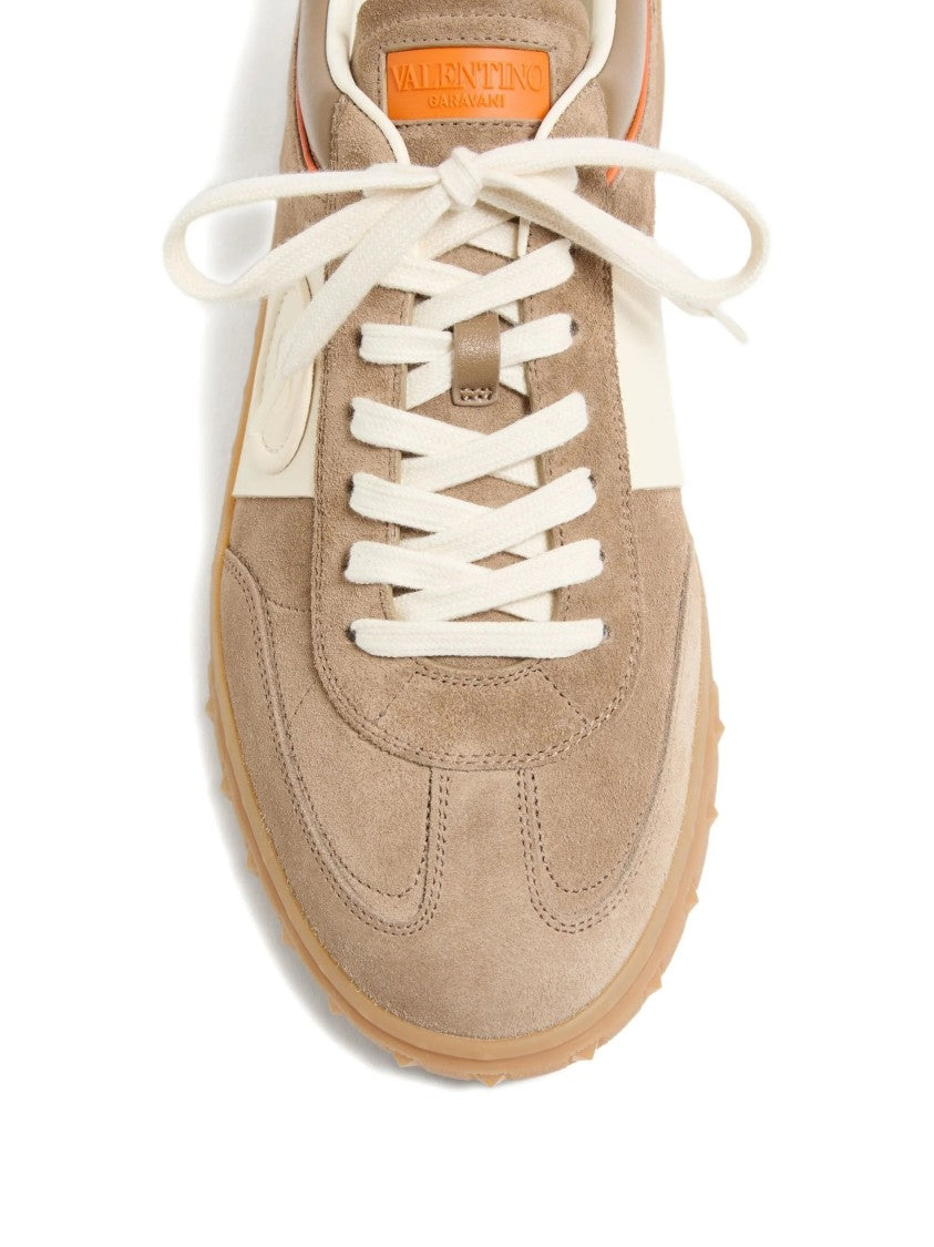 Valentino Beige Upvillage Suede Low-Top Sneakers