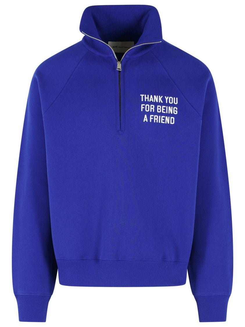 Ami Paris 'Thank You For Being A Friend' Blue Cotton Sweatshirt