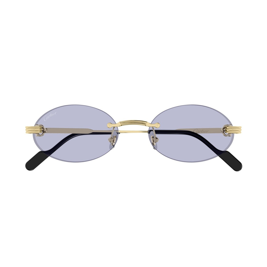 Cartier Rimless Oval Sunglasses With Layered Gold Temples