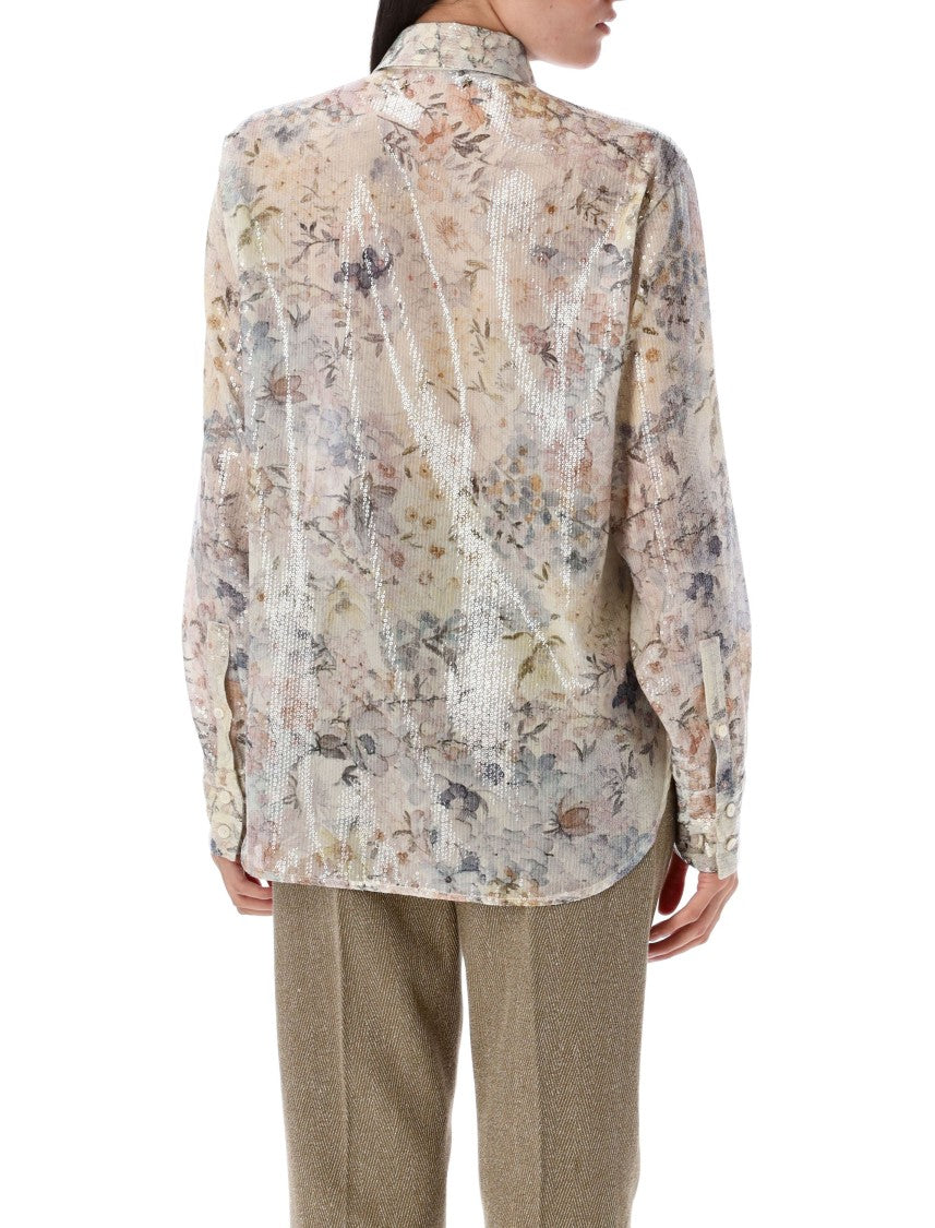 Golden Goose Floral Sequin Print Shirt