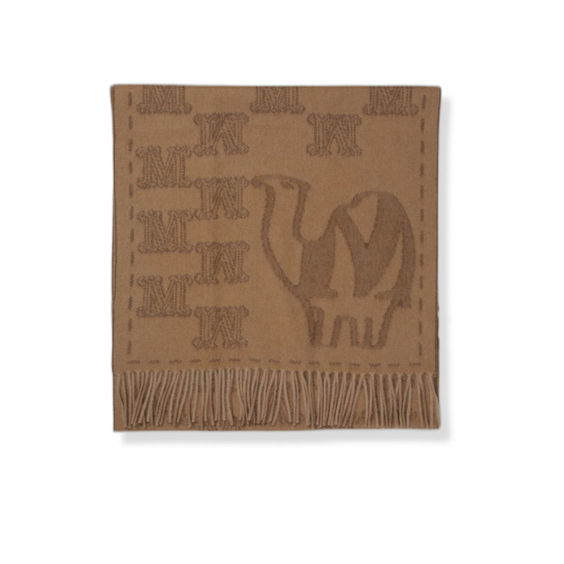 Max Mara Wsteddycamel Jacquard Fringe Stole