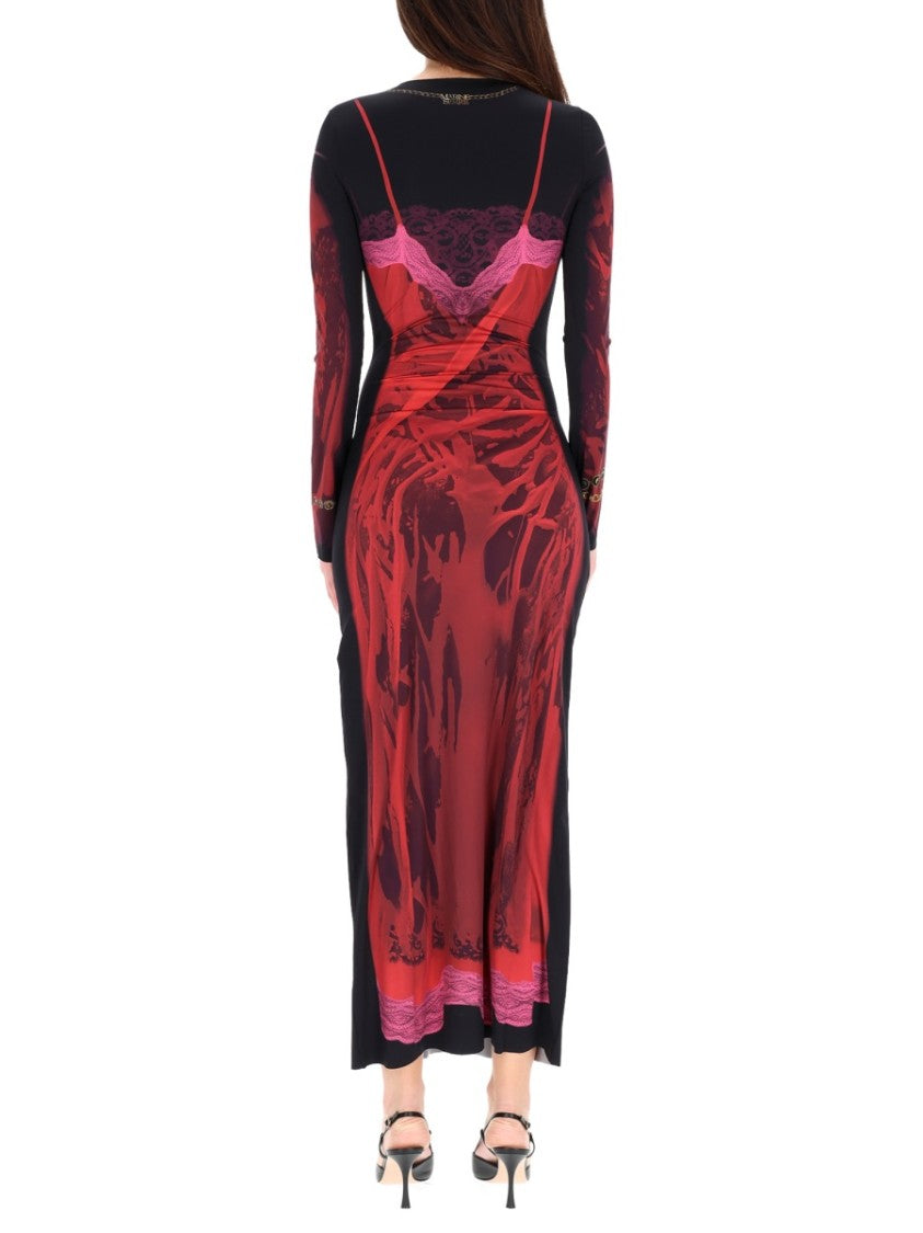Marine Serre Black Wet Nuisette Polyamide-Blend Midi Dress