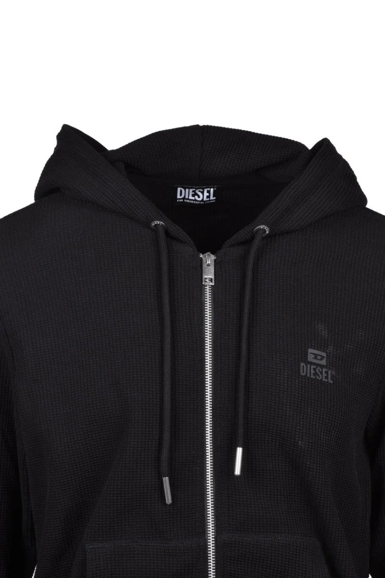 Diesel Zip Hoodie Sweatshirt - Black