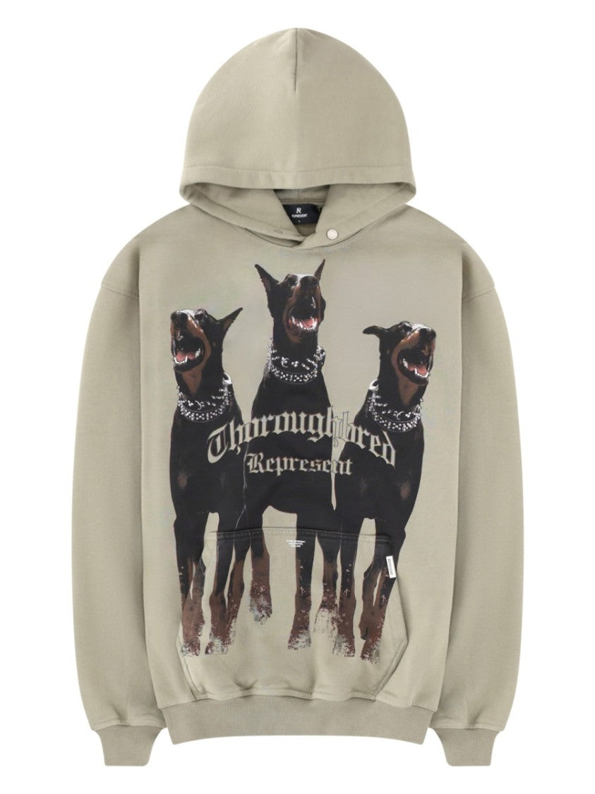 Represent Beige Thoroughbred Doberman Graphic Cotton Hoodie