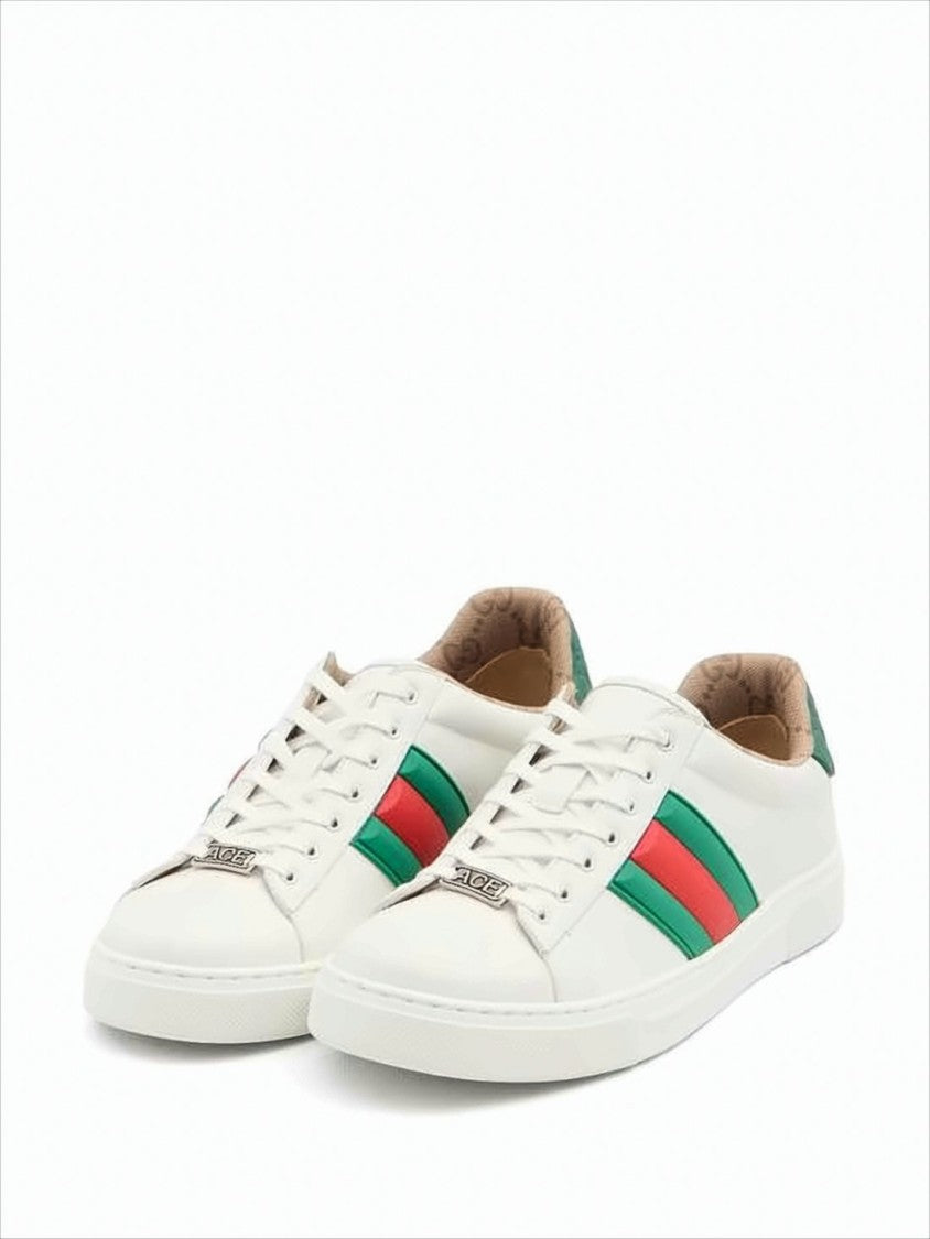 Gucci Leather Low-Top Sneakers With Bold Stripes
