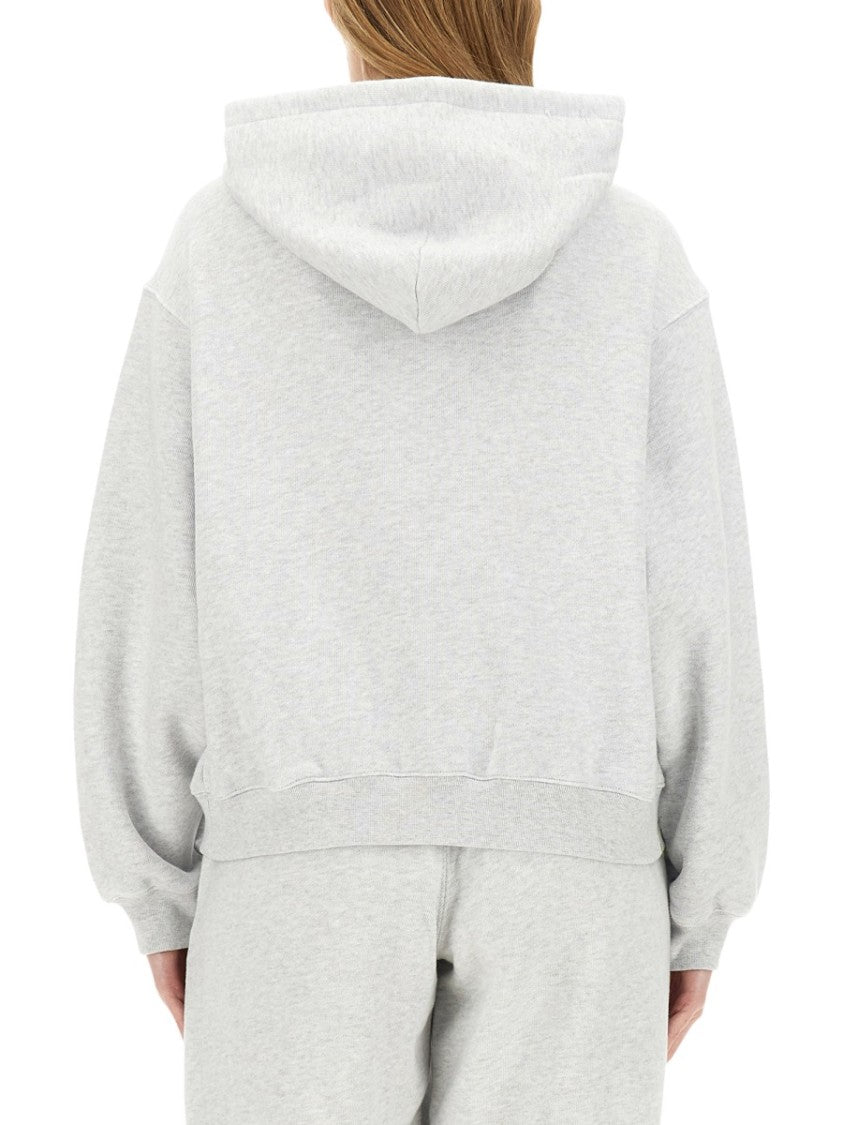 T By Alexander Wang Oversized Grey Hoodie With Subtle Logo