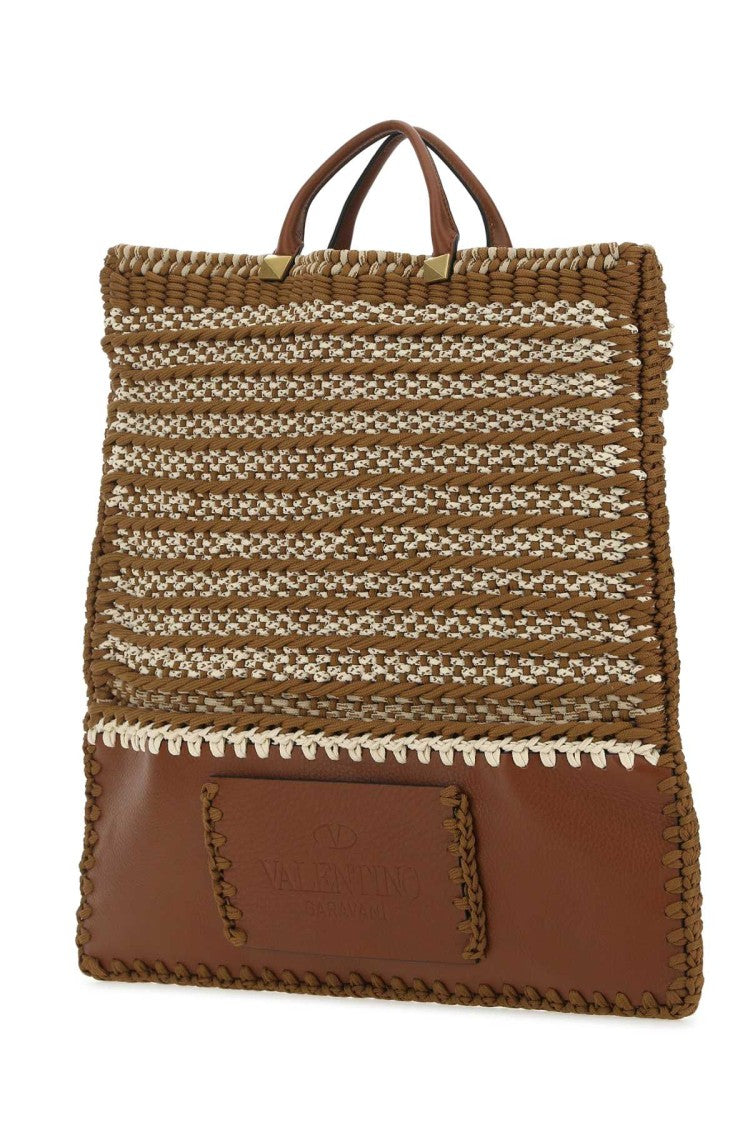 Valentino Garavani Multicolor Crochet And Leather Shopping Bag