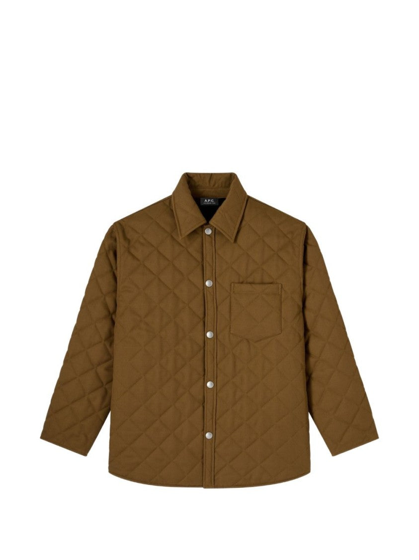 A.P.C. Diamond-Stitched Quilted Jacket With Classic Collar
