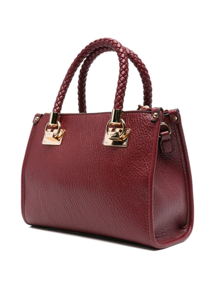 Liu Jo Structured Burgundy Handbag With Braided Handles