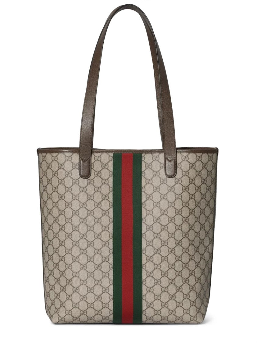 Gucci Structured Shopper Bag With Monogram Pattern And Double G Logo